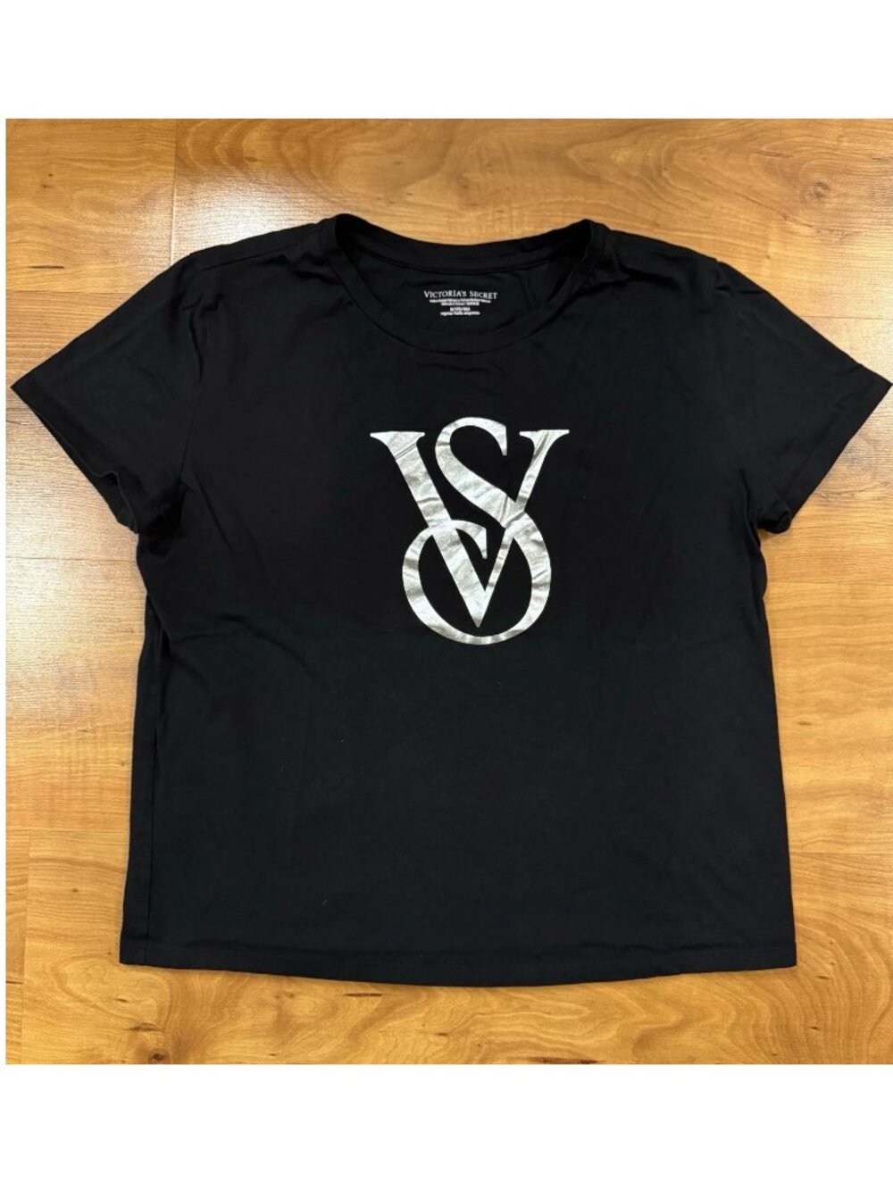 Y2K Victoria’s Secret women's Medium Black VS Silver Logo Short Sleeve